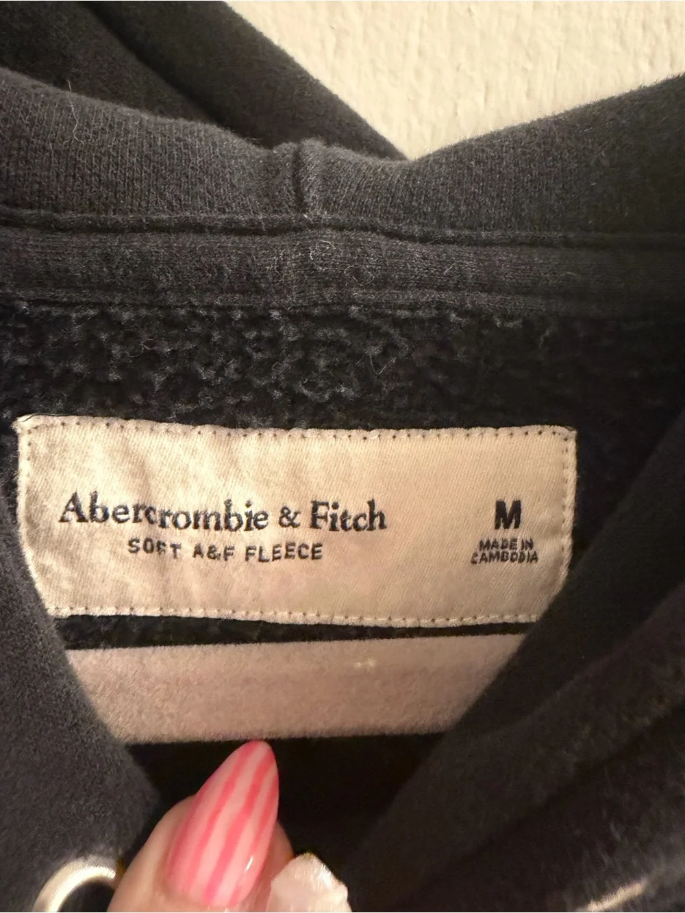Abercrombie & Fitch Black Crewneck Hoodie with Cream Logo